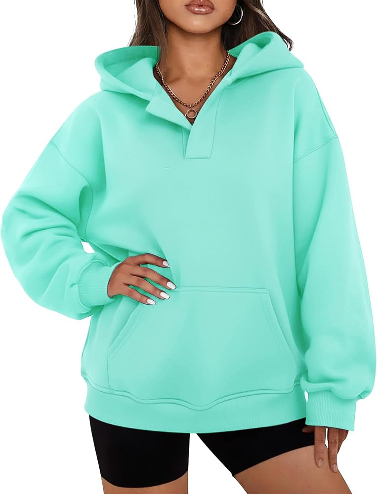 onlypuff Women Essential Hoodies Pullover Sweatshirt Long Sleeve Kangaroo Pocket Fleece Basic Swe... | Amazon (US)
