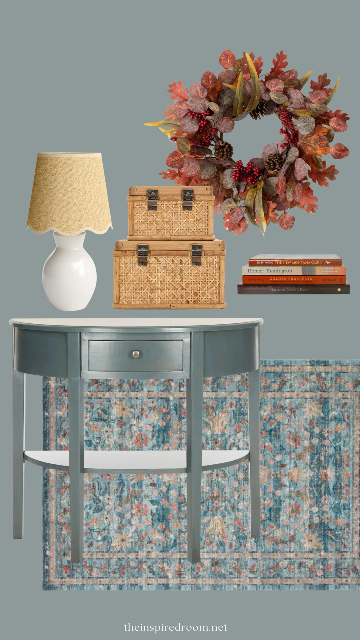 We found everything we needed for our fall entry refresh at @wayfair! Entry demilune half table, lamp, rattan storage boxes, rug, wreath  #wayfair #wayfairpartner 

#LTKFindsUnder100 #LTKHome #LTKStyleTip