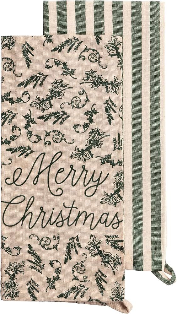 Mud Pie Christmas Vine White Christmas Towel Set | Amazon (US)