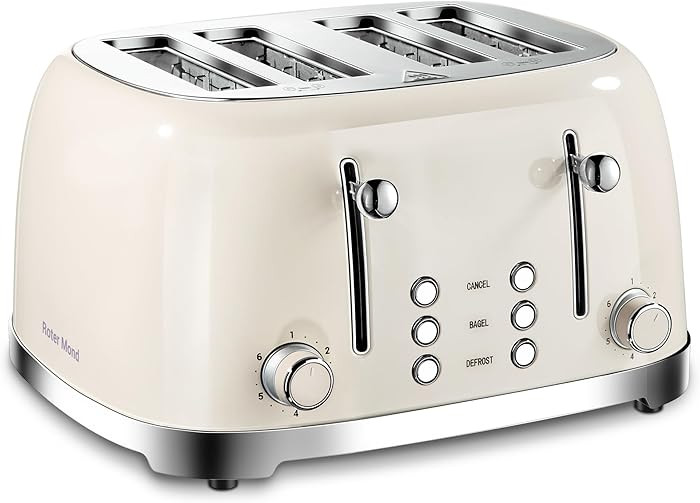 4 Slice Toaster Roter Mond Retro Stainless Steel with Bagel Defrost Cancel Function, 6 Browning S... | Amazon (US)
