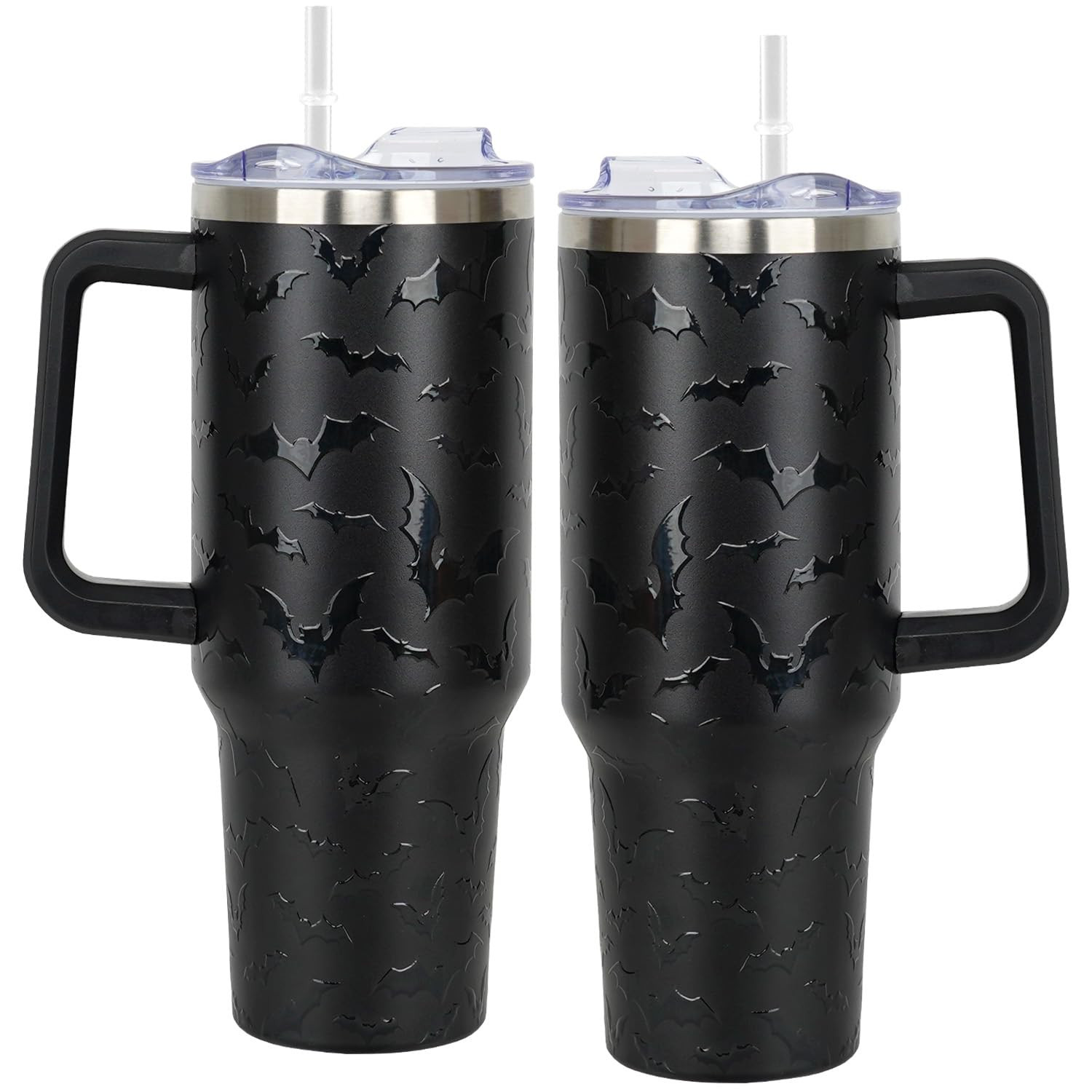 40 oz Halloween Tumbler with Lid and Straw - 5D Bat Print Tumblers with Handle Halloween Stainles... | Amazon (US)
