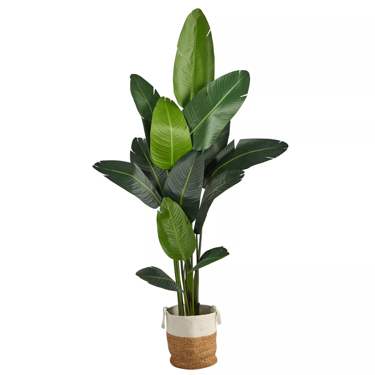 Nearly Natural 7-ft Artificial Travelers Palm Tree with Handmade Jute & Cotton Basket | Target