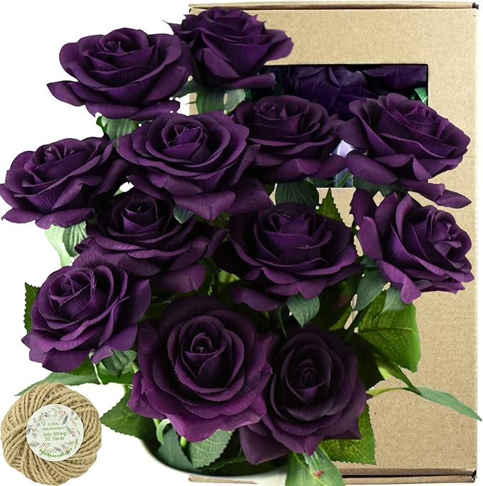 FiveSeasonStuff 12 Stems Artificial Flowers Real Touch Silk Roses for Wedding Decoration Bridal B... | Amazon (US)