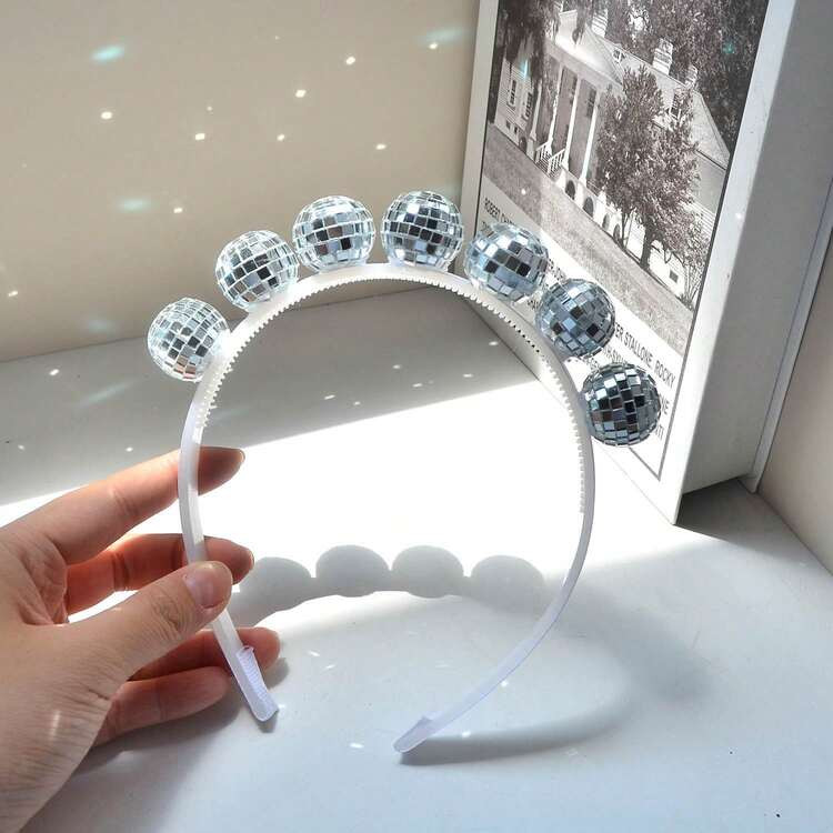 1pc Disco Women's Hair Hoop Bar KTV Silver Mirror Ball Head Hoop Disco Party Dance Decoration Sup... | SHEIN