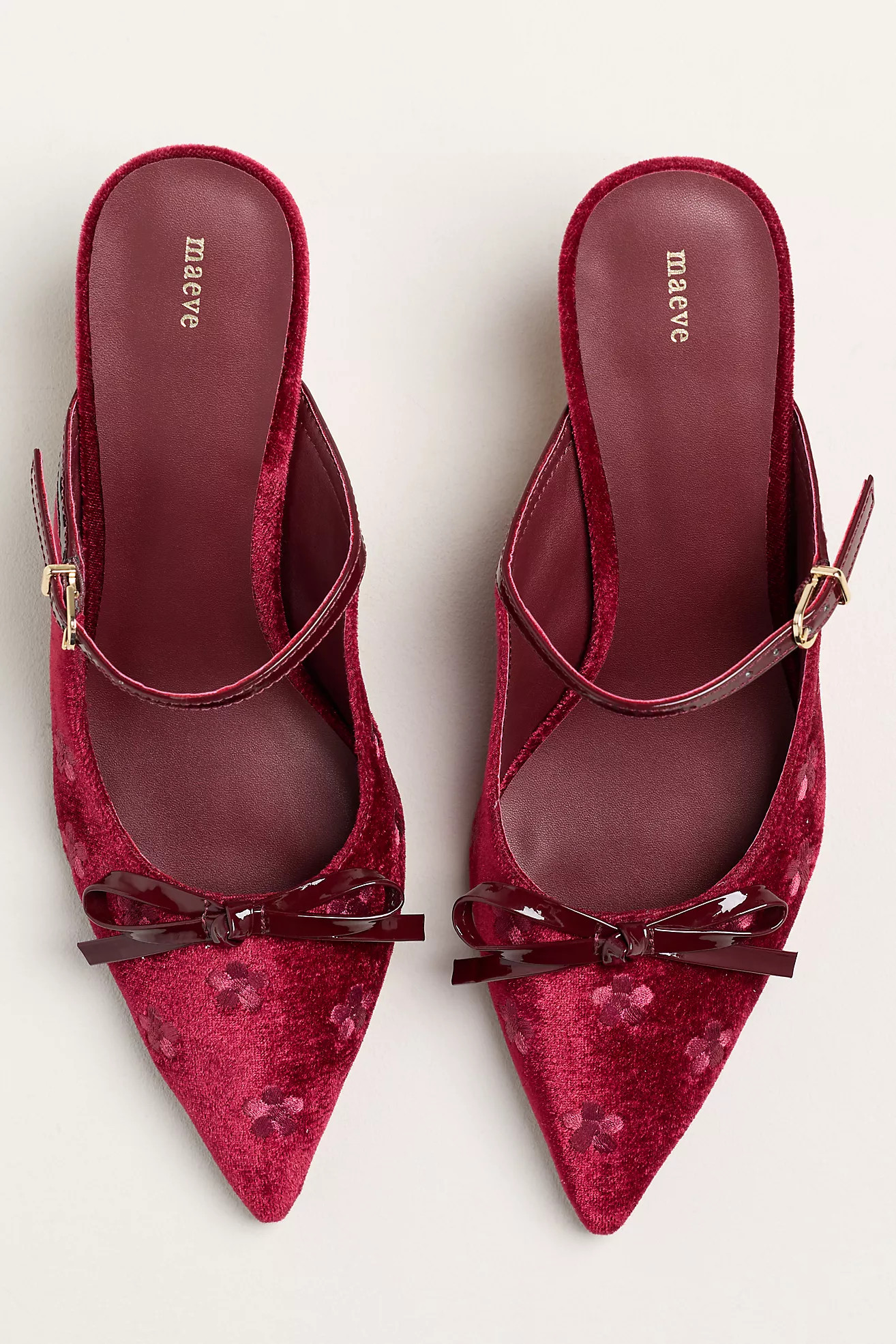 Maeve Bow Kitten-Heel Mules | Anthropologie (US)
