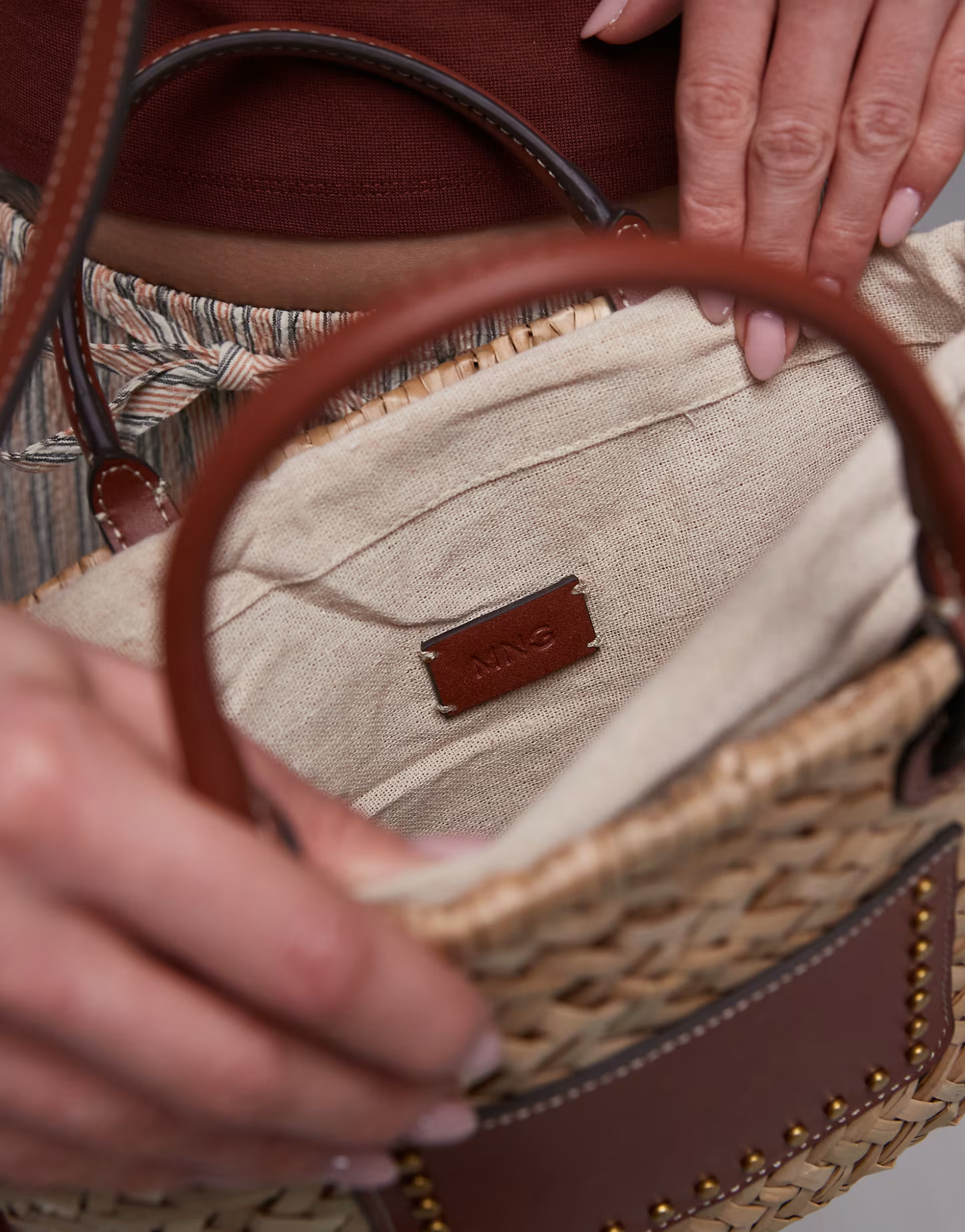 Mango woven structured shoulder bag in tan | ASOS | ASOS (Global)