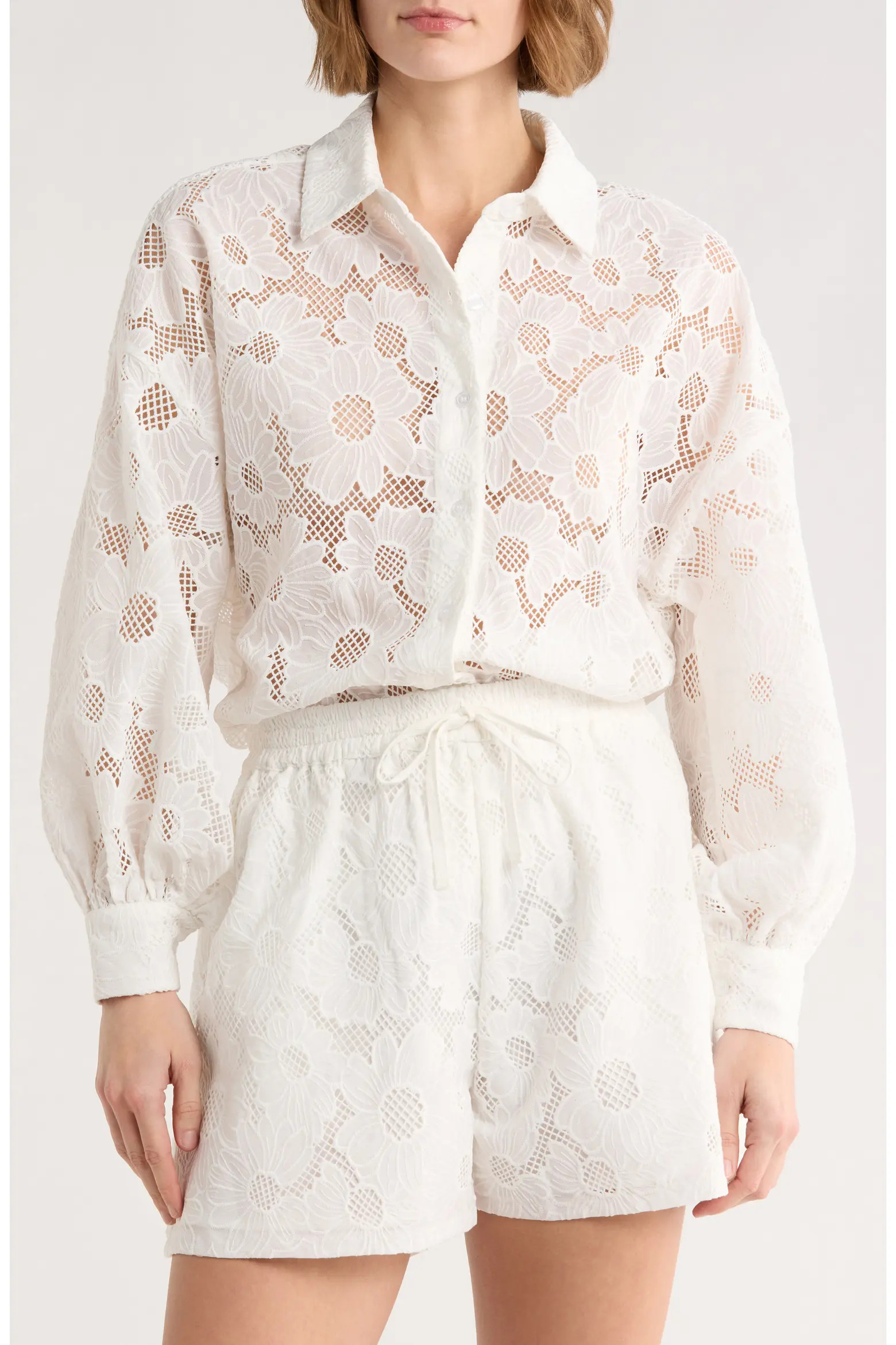 Lace Mesh Button-Up Shirt (Women) | Nordstromrack | Nordstrom Rack