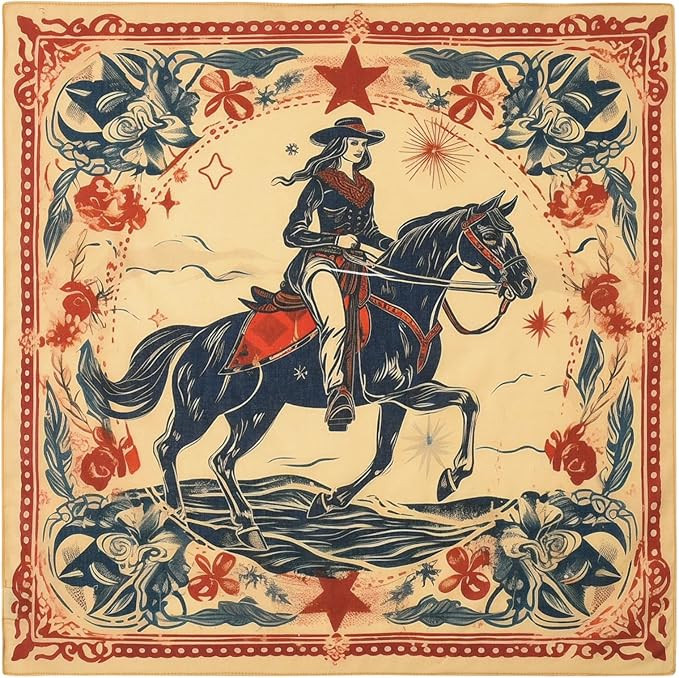 22"x22" Vintage Cowgirl 100% Cotton Bandana Multi-Purpose Headbands | Amazon (US)