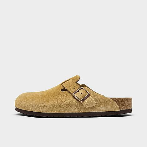Birkenstock Men's Boston Suede Leather Birko-Flor Clogs in Brown/Latte Cream Size 43 Leather/Suede | Finish Line (US)