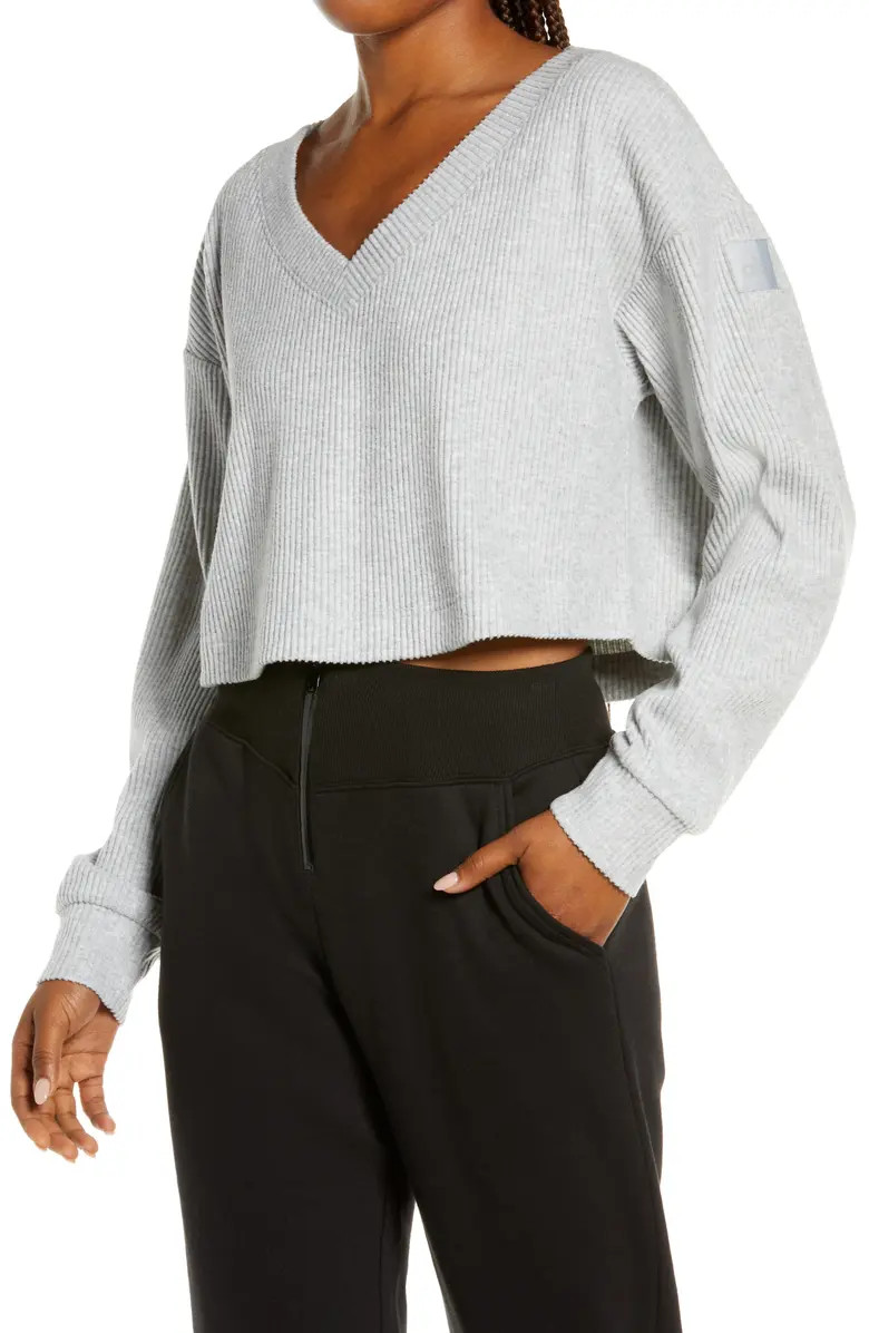 Alo Muse Ribbed Crop Pullover | Nordstrom | Nordstrom
