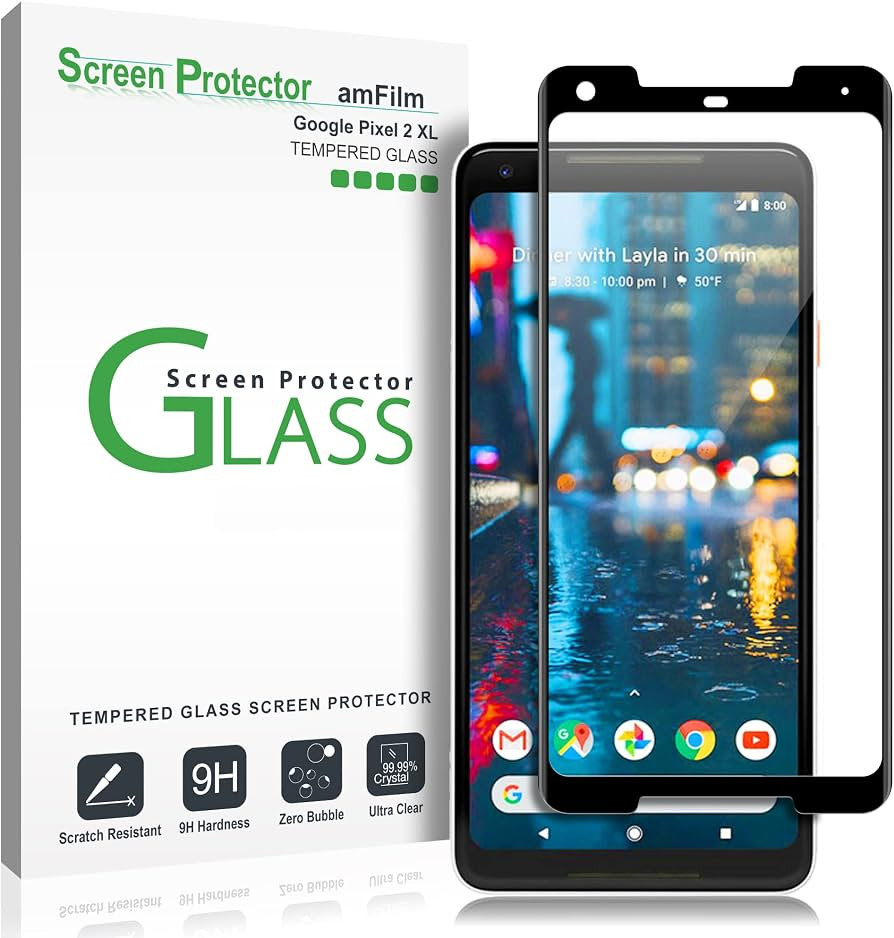 amFilm Glass Screen Protector for Google Pixel 2 XL, Tempered Glass, 3D Curved | Amazon (US)