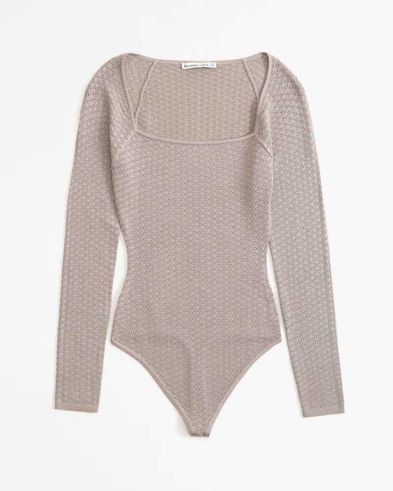 Women's Pointelle Squareneck Bodysuit | Women's Clearance | Abercrombie.com | Abercrombie & Fitch (US)