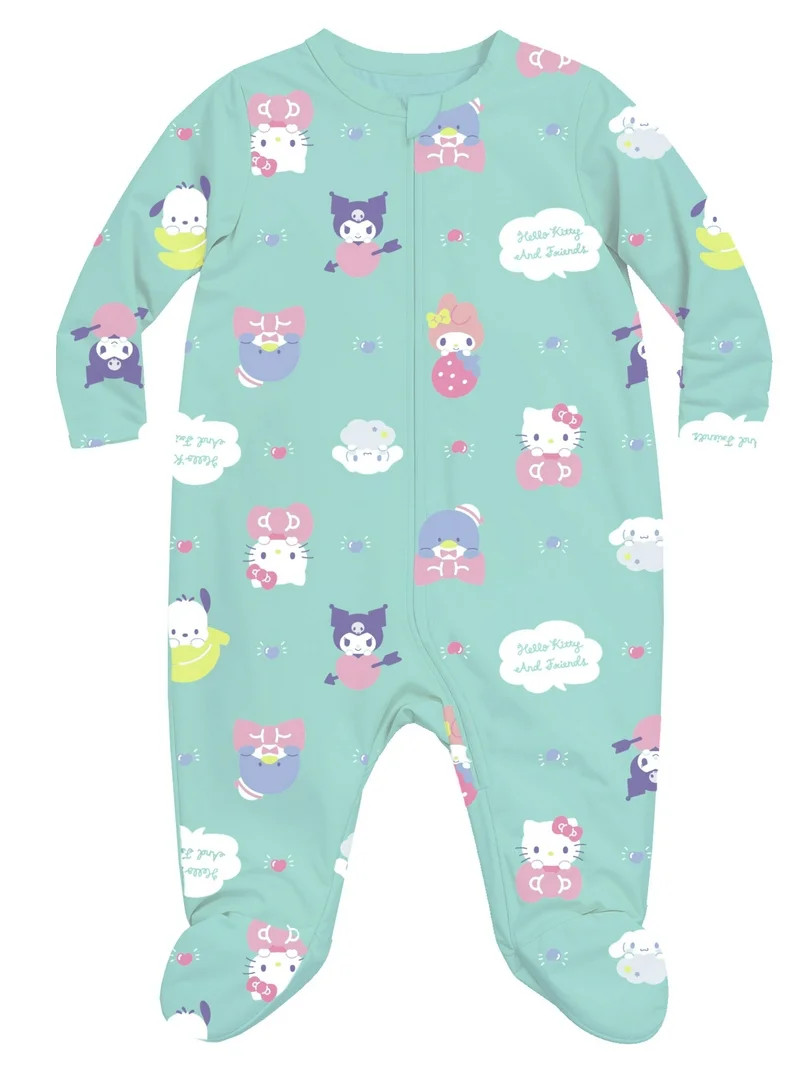 Hello Kitty Baby Girl Printed Long Sleeve Footed Sleep N Play, Sizes Newborn- 9 Months | Walmart (US)
