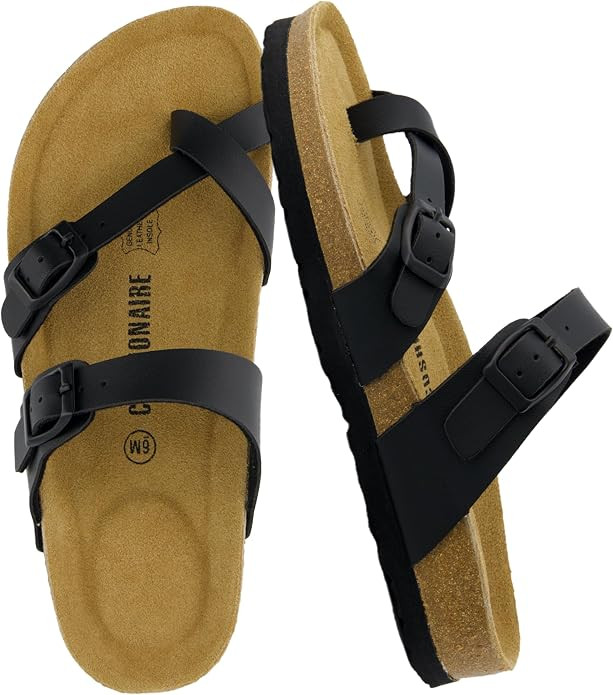 CUSHIONAIRE Luna Sandals for Women, Cork Footbed Womens Sandals for Summer Comfort with Adjustabl... | Amazon (US)