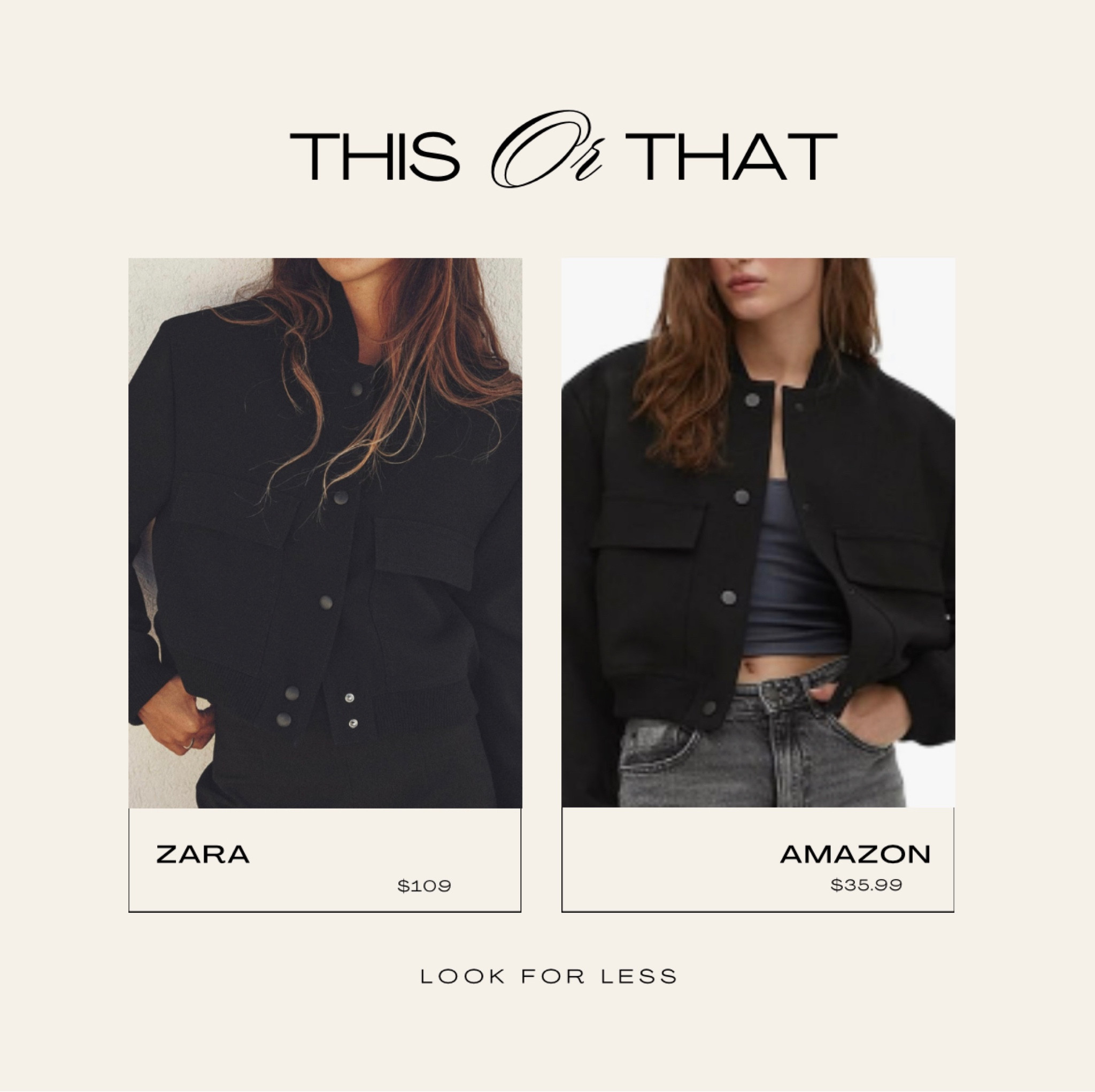 This is my favorite #lookforless
The viral bomber jacket comes in so many colors 
Zara vs Amazon 
True to size 


#LTKsalealert #LTKstyletip #LTKSeasonal