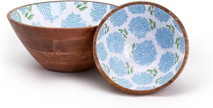 Two's Company Hydrangea Set of 2 Hand-Crafted Wood Bowl In 2 Sizes | Amazon (US)