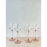Pink Stem Luminarc Cristal D'arques-Durand France Wine Glasses, Set Of 4 | Etsy (US)