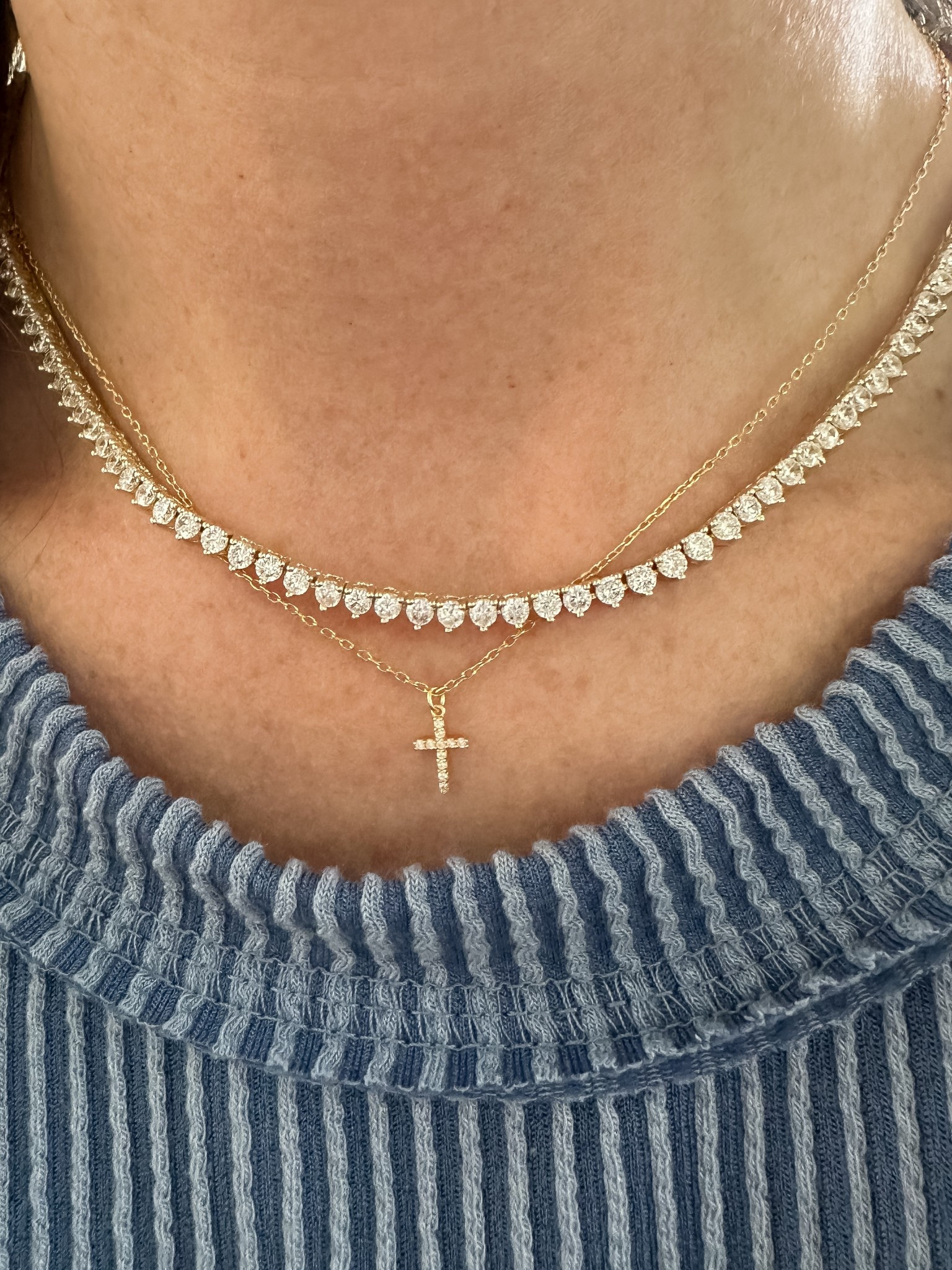 Cross necklace stacked with diamond necklace 

#LTKBeauty #LTKFindsUnder100 #LTKStyleTip
