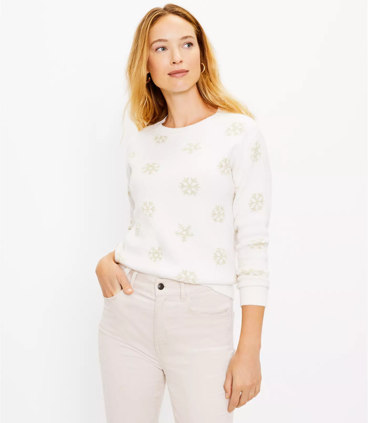 Shimmer Snowflake Sweater | LOFT | LOFT