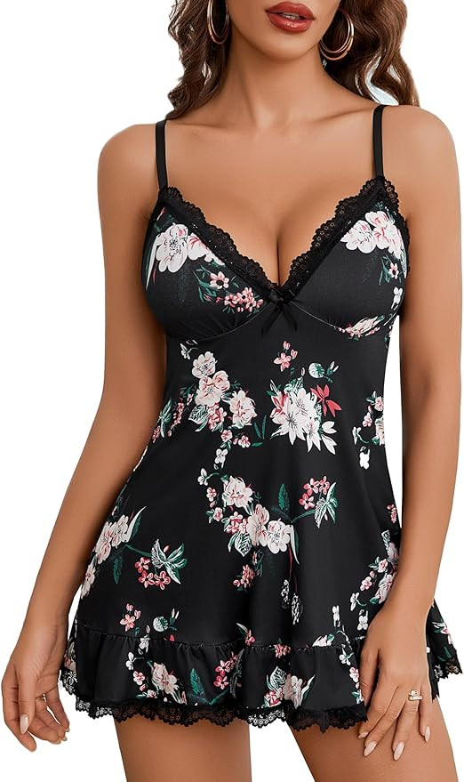 Avidlove Women Lingerie Lace Chemise V Neck Sexy Nightgown Modal Babydoll Sleepwear       
      ... | Amazon (US)