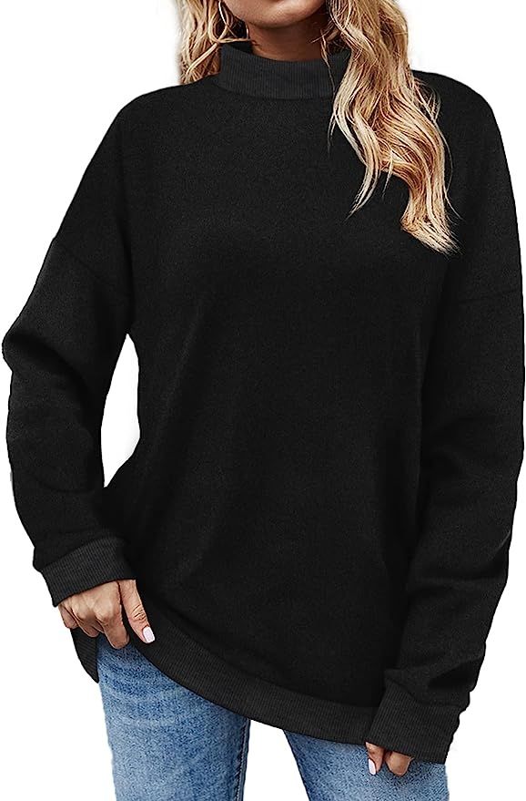 OFEEFAN Sweatshirt for Women Oversized Mock Neck Long Sleeve Tunic Tops | Amazon (US)