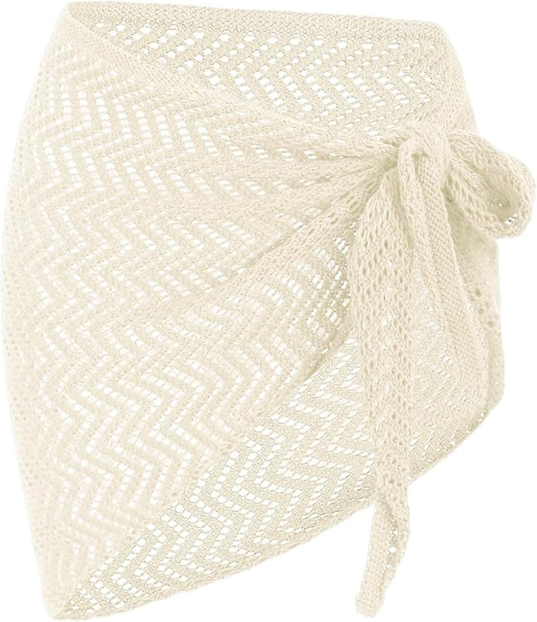 ZAFUL Sarong Coverups for Women Beach Vacation Fishnet See Thru Tie Side Bathing Suit Cover Up Mi... | Amazon (US)