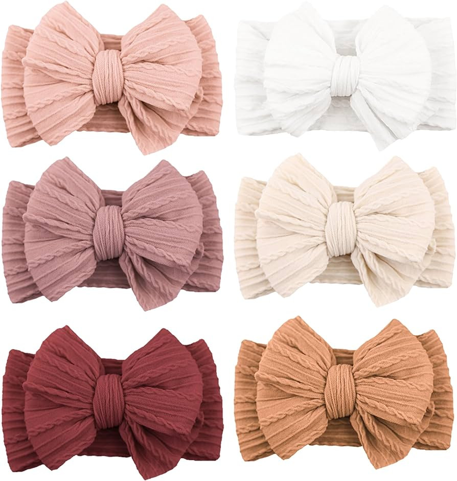 Niceye Handmade Baby Headbands Soft Stretchy Nylon Hair Bands with Bows for Newborn Infant Baby T... | Amazon (US)