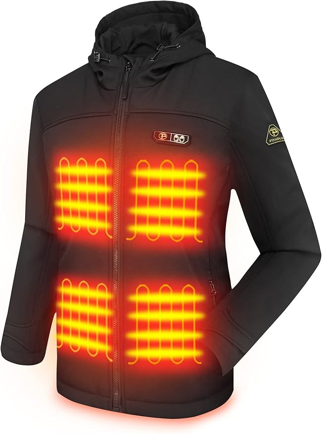 PTAHDUS Women's Heated Jackets 5 Heat Zones Battery Pack Included, with Hand Warmer Pocket | Amazon (US)