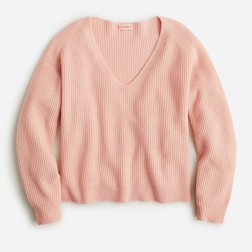 Ribbed cashmere oversized V-neck sweater | J.Crew US