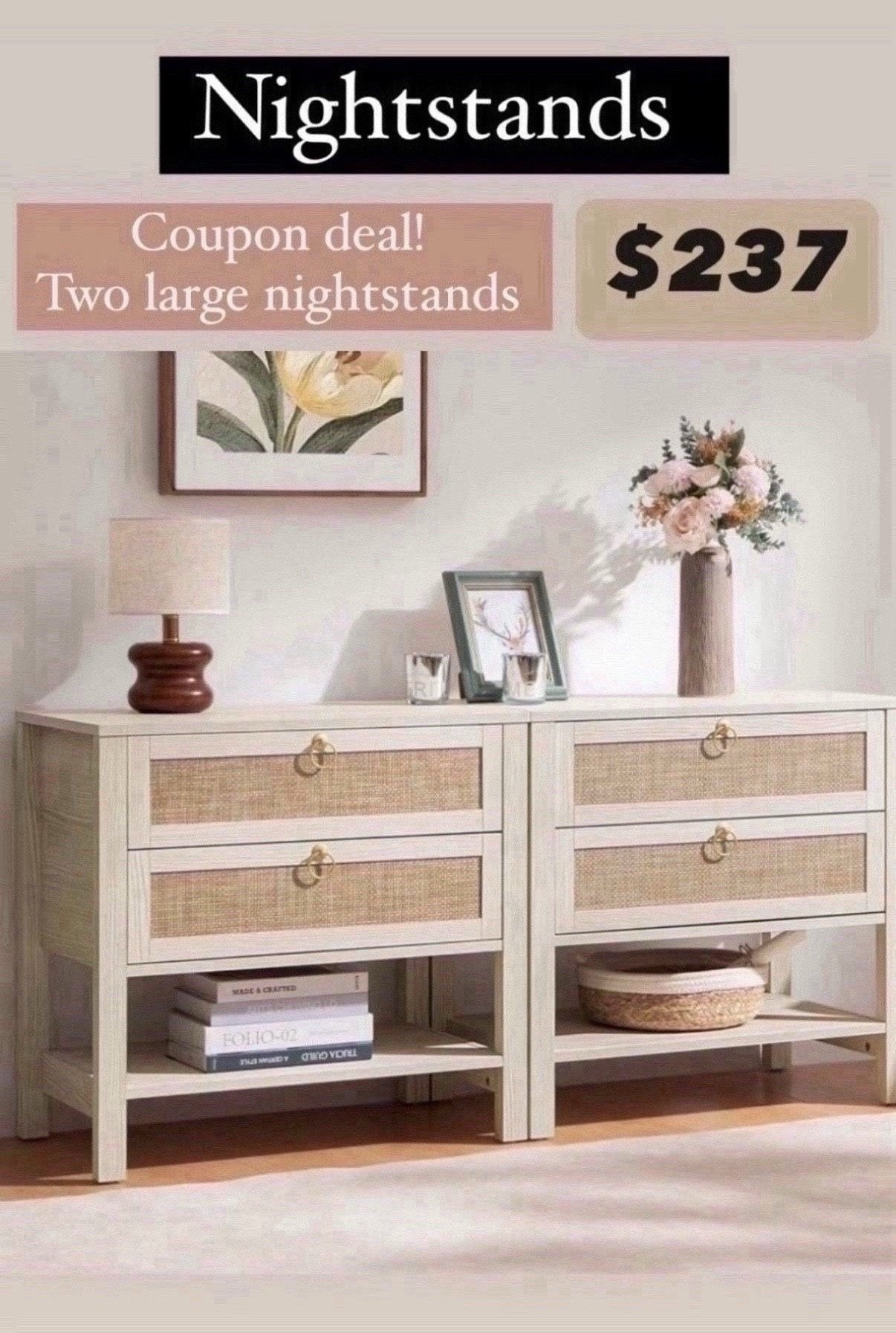 2 large nightstands.  These are very popular if your are looking for aesthetic nightstands 


#nightstand #amazonholiday #fallfavorites2024

 #LTKWatchNow #LTKHome

#LTKSaleAlert