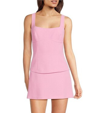 Clara Crepe Square Neck Sleeveless Bow Back Coordinating Top | Dillard's