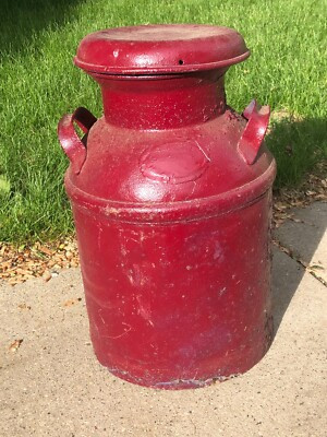 Vintage Painted Milk Can 21" Tall Dark Red - Dairy Farm | eBay US