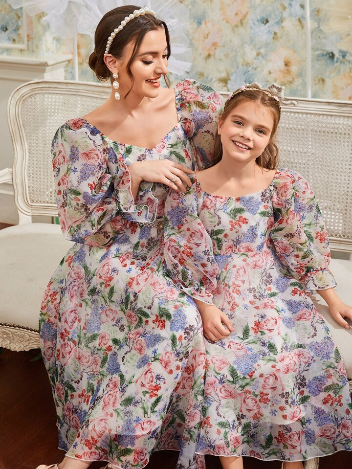 SHEIN Modely Plissado Zíper Floral Estampa em toda a parte Glamour Vestido | SHEIN