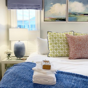 Bright and colorful beach house bedroom. 

 #LTKSeasonal #LTKHome #LTKStyleTip