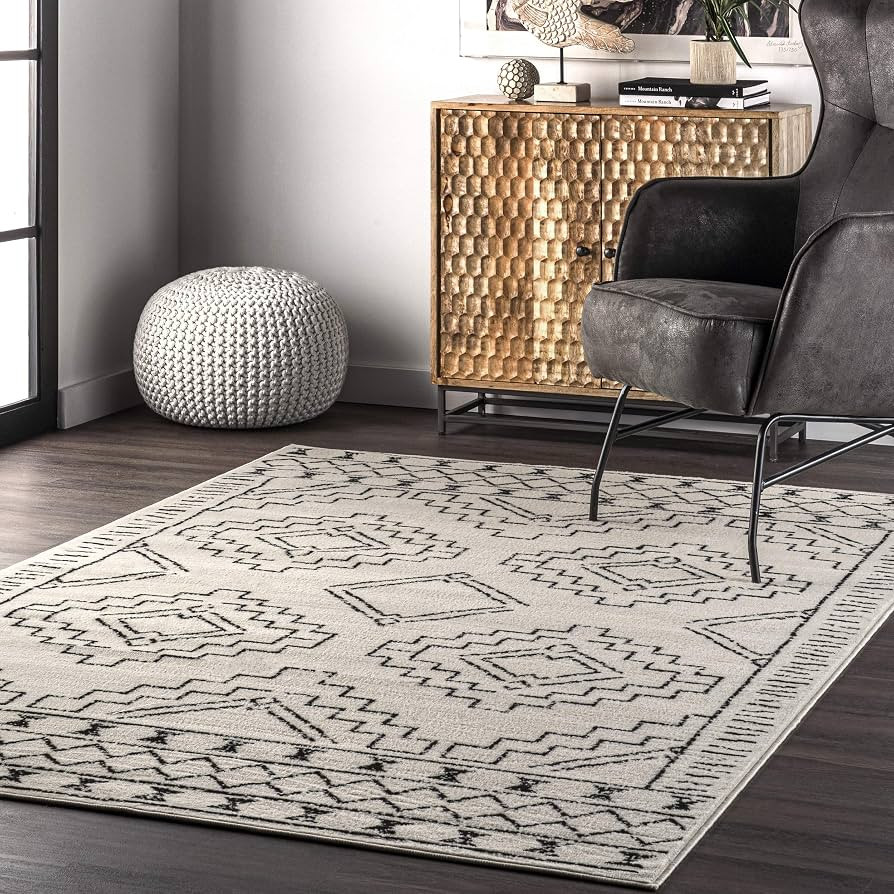 nuLOOM Creek Tribal Moroccan Area Rug, 5 ft x 8 ft, Grey | Amazon (US)