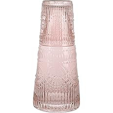 elle decor Bedside Water Carafe with Tumbler Set | Vintage Design Pitcher and Matching Drinking G... | Amazon (US)