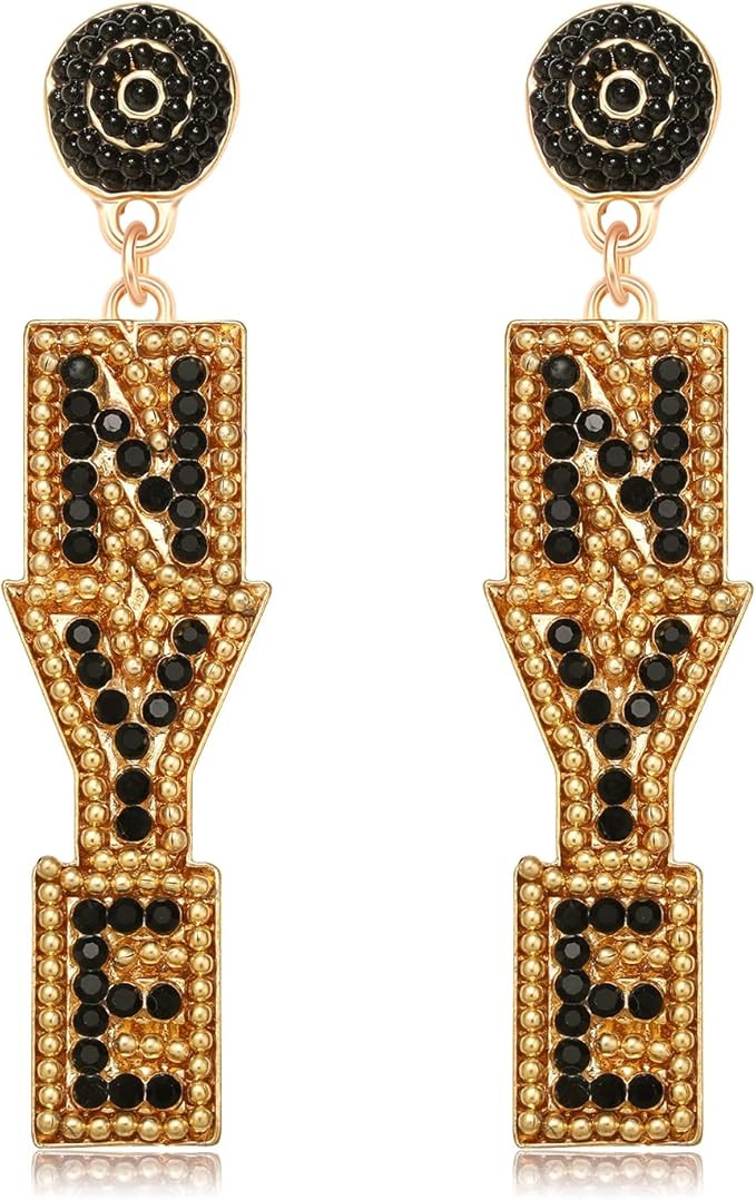 NLCAC New Years Earrings 2023 Beaded Rhinestone 2023 NYE Clock New Years Eve Earrings Dangle Chri... | Amazon (US)