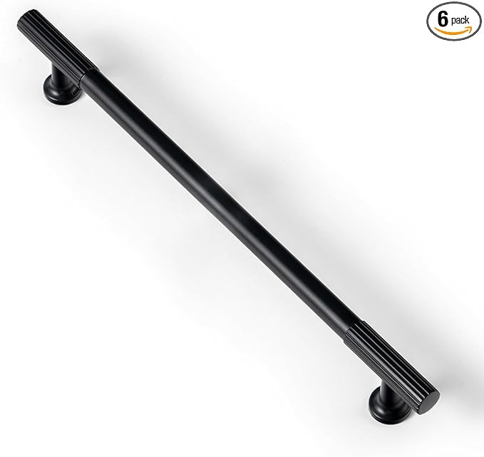 Goo-Ki Elegant Black Zinc Alloy Cabinet Handles - 7.56''(192mm) Hole Center Striped Decorations C... | Amazon (US)