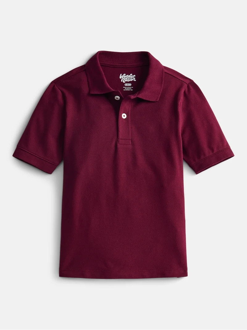 Wonder Nation Boys School Uniform Pique Polo Shirt with Short Sleeves, Size 4-18 | Walmart (US)