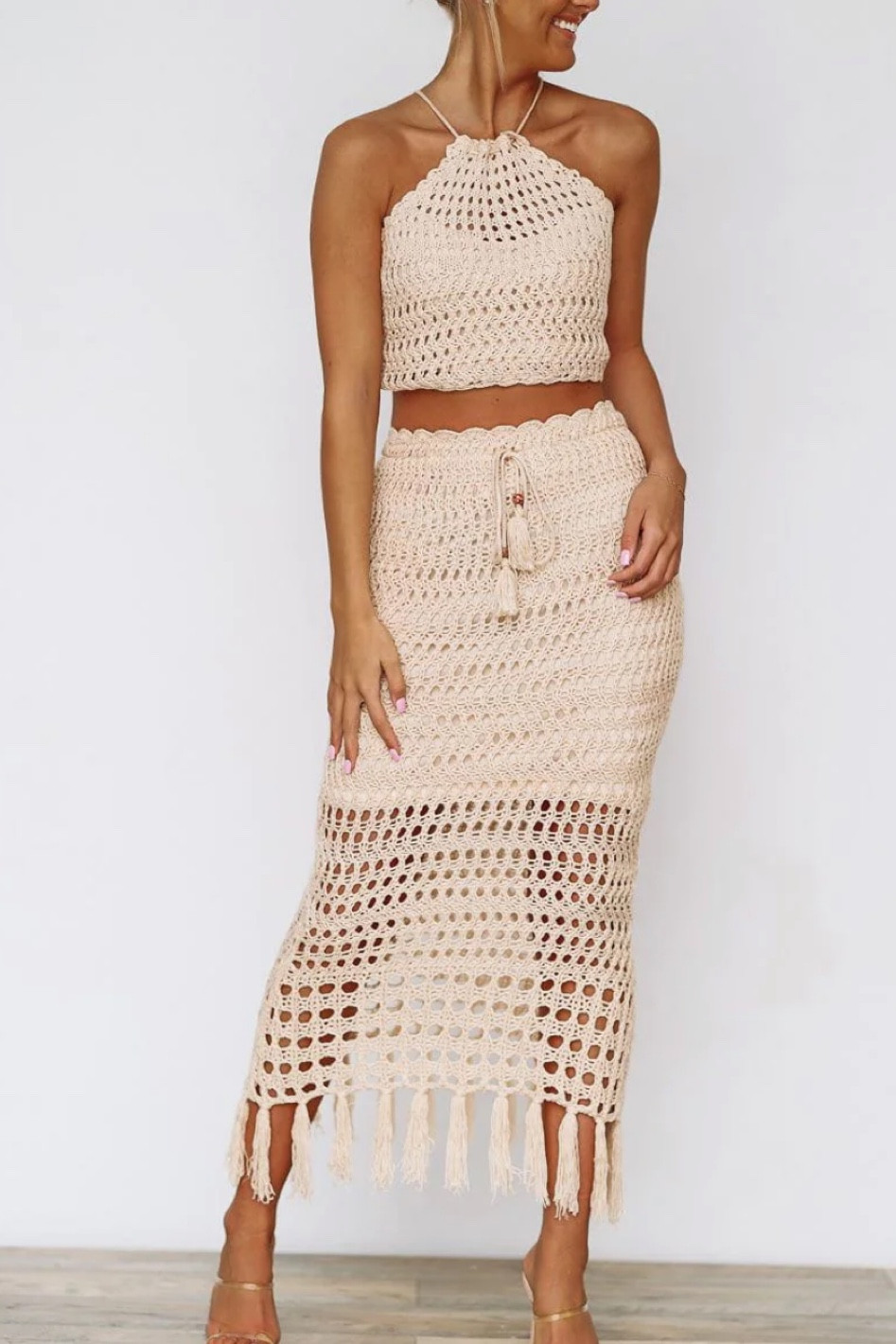Obsessed with this crochet two piece set for summer! Going on vacation and cant wait to rock this knit skirt and halter top set

#LTKSeasonal #LTKtravel #LTKstyletip