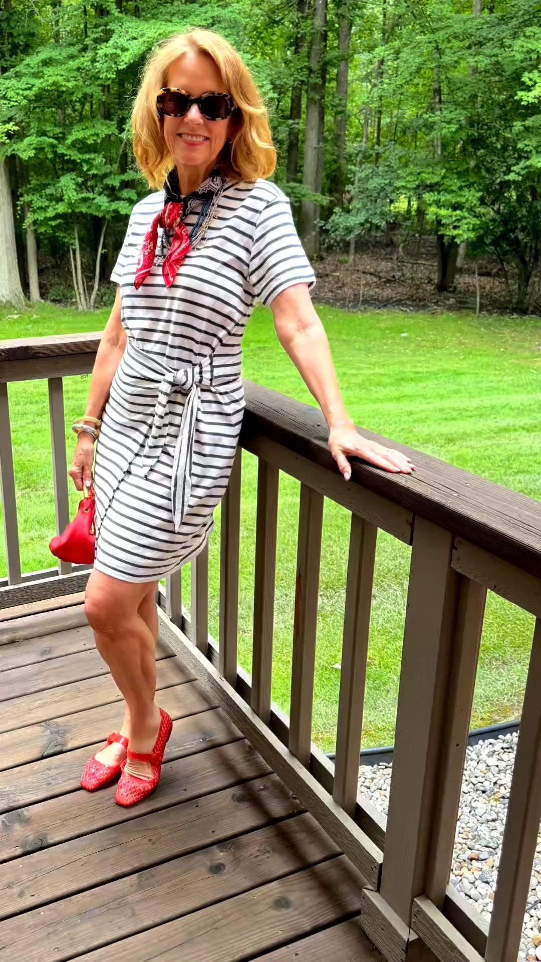 We like wearing dresses in the summer… they are “one and done” … when the heat index rises they are cooler than restrictive clothing and easy to style!! 
This ivory and navy striped dress is one of those cotton dresses you will be happy you have in your closet!!
We linked a bag and scarf that are similar as the bag and scarf are no longer available 🇺🇸

#LTKootd #LTKOver40 #LTKSeasonal