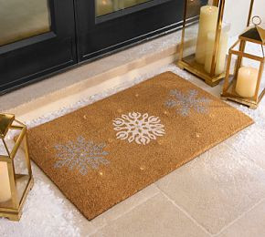 Metallic Snowflake Light Up Doormat | Pottery Barn CA
