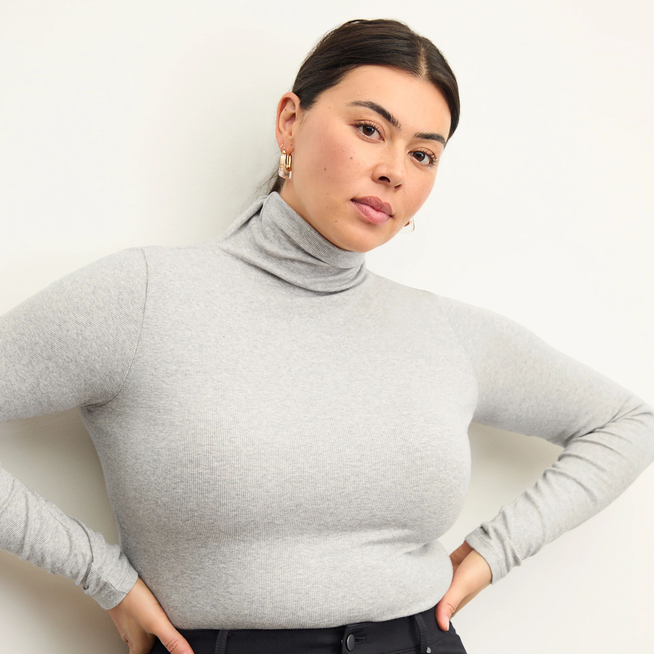 Axam Turtleneck - Ribbed Pima Cotton :: Gray Melange | MM LaFleur