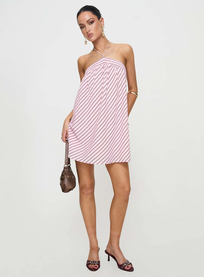 Moonlit Mini Dress Pink Stripe Petite | Princess Polly US