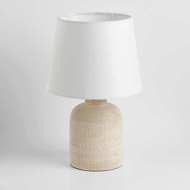 Whitewashed Carved Grid Table Lamp | Kirkland's Home