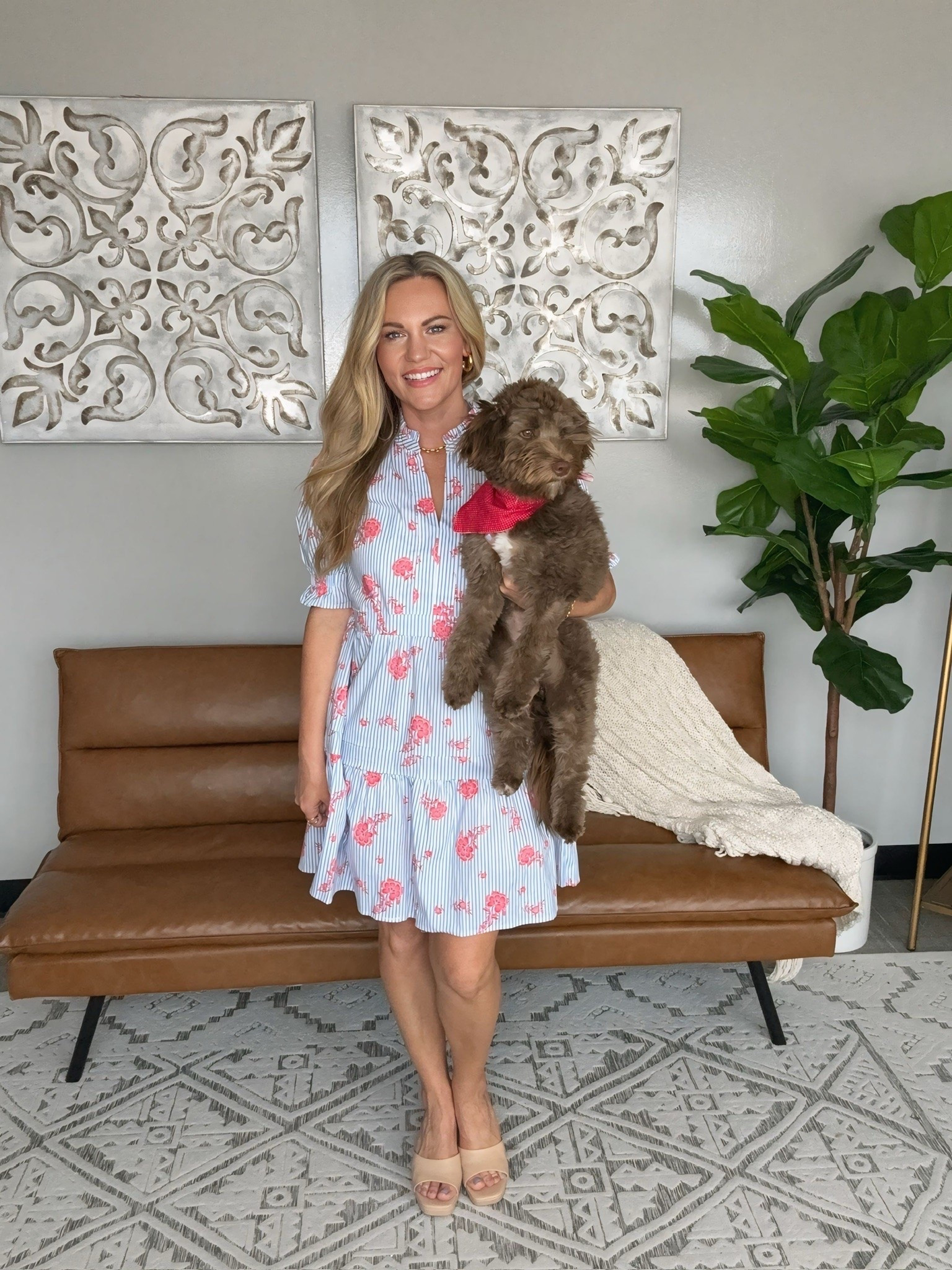 One of those throw on and go dresses that always looks put together. The soft floral print, flattering silhouette, and lightweight feel make it an easy favorite for warm weather days. And let’s be honest, the puppy steals the show.

summer style, floral fashion, easy summer dress, vacation outfit, feminine fashion, everyday dress, warm weather style, spring and summer outfits, casual chic look, outfit inspiration, audriedollins

#LTKOver40 #LTKSeasonal #LTKootd