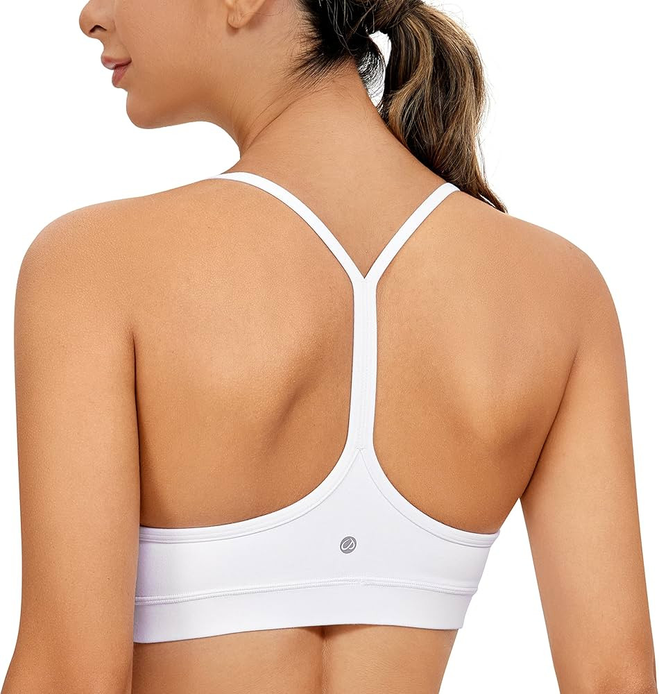 CRZ YOGA Womens Butterluxe Y Back Sports Bra - Padded Racerback Low Impact Spaghetti Thin Strap B... | Amazon (US)