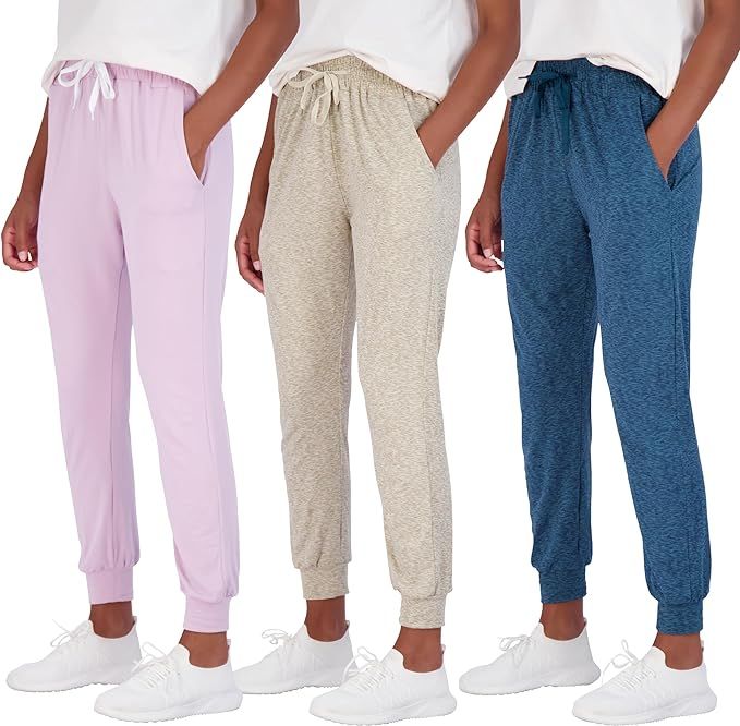 Real Essentials 3 Pack: Women's Ultra-Soft Lounge Joggers Athletic Yoga Pants with Pockets (Avail... | Amazon (US)