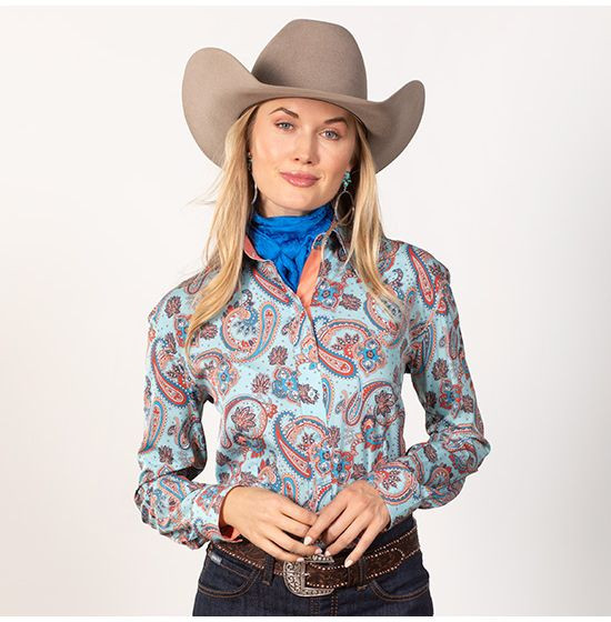 Blue and Orange Paisley Top | Rod's Western Palace/ Country Grace