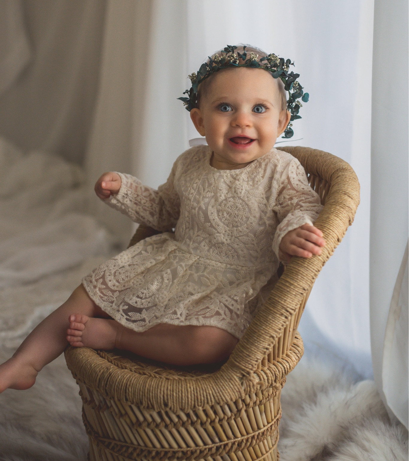 Elora’s birthday outfit. Real eucalyptus and baby’s breath crown and a beautiful lace dress with attached bodysuit underneath. This outfit is perfect for a baby’s birthday or for any photo shoot or holiday. 
#birthdayoutfit #eucalyptuscrown #holidaydress

#LTKbaby #LTKkids #LTKunder50